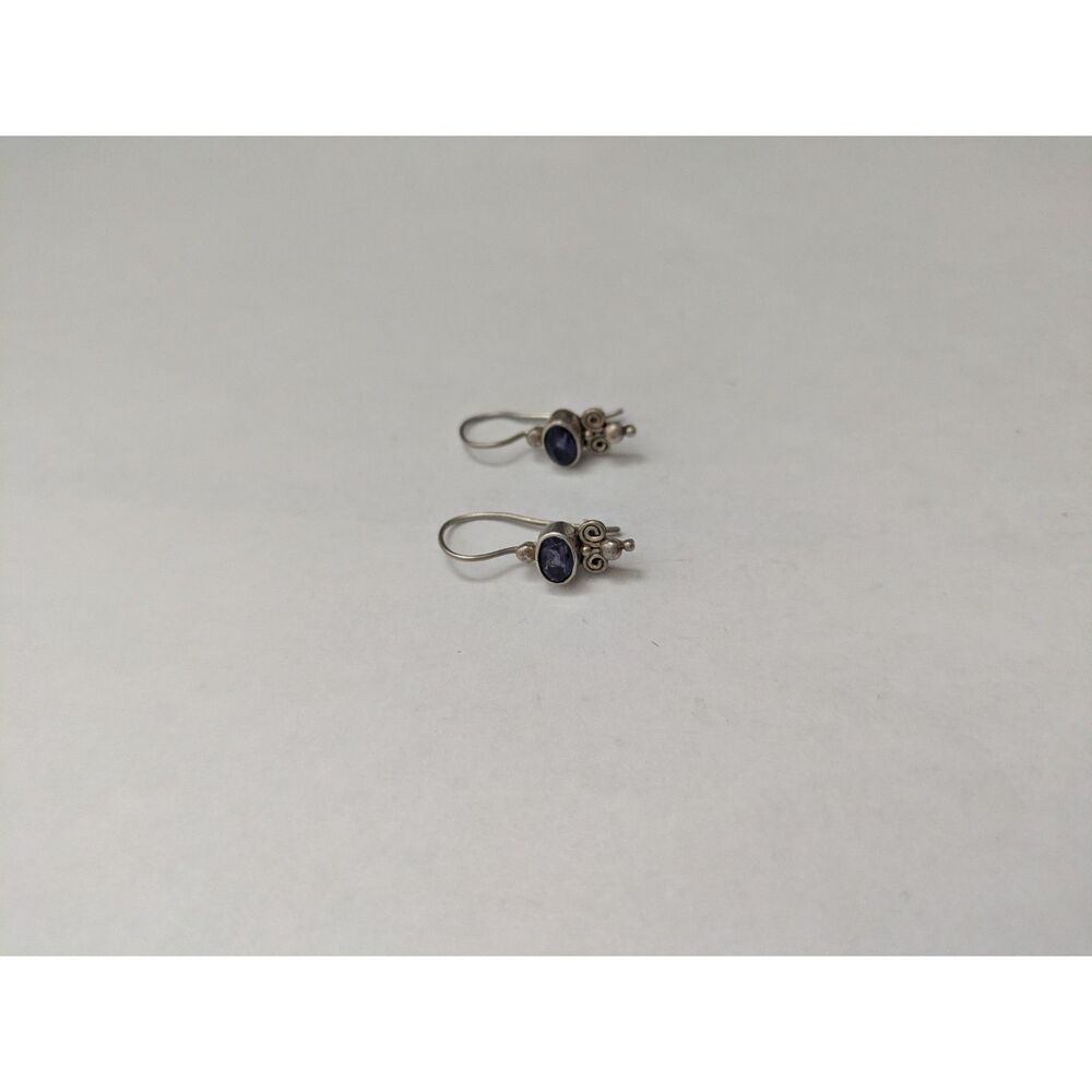 925 Sterling Silver Tanzanite Earrings Purple Artisan Dangle Studio Jewelry